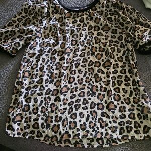 a.n.a Leopard Print Blouse with Black Accents